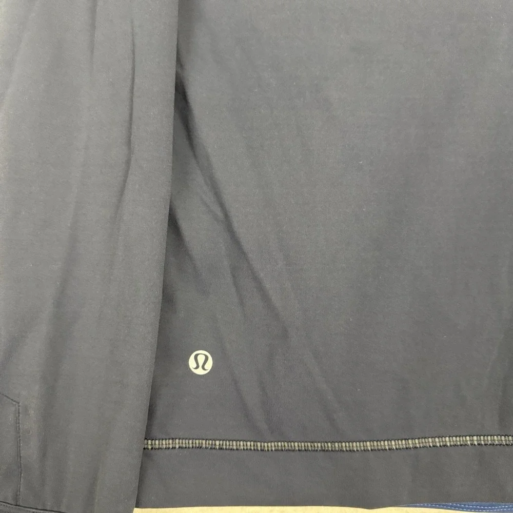 Lululemon Mens Velocity Hooded Full Zip Jacket Rugged Blue Size XL Thumbholes